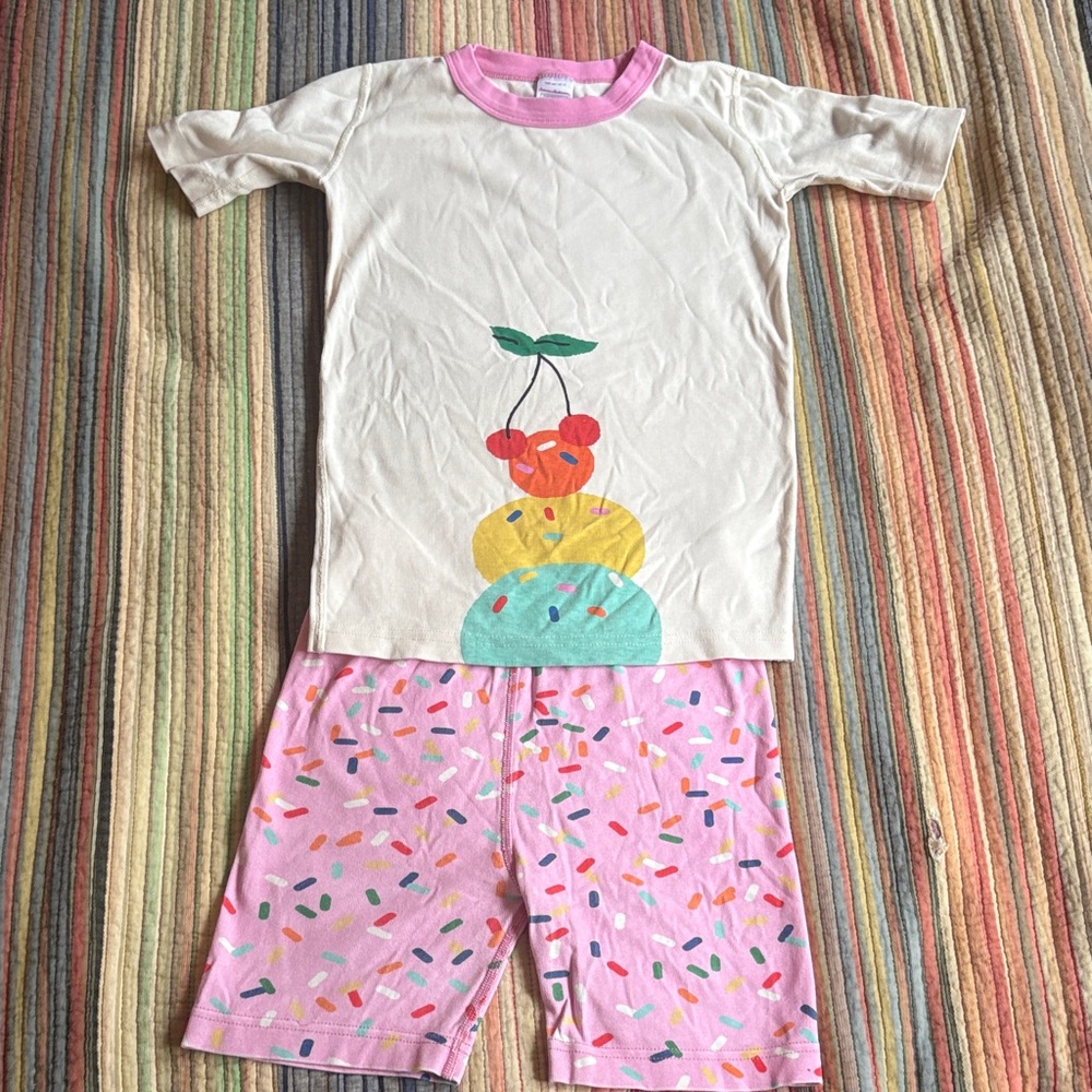 Hanna Anderson Girls 12 PJ Set Ice Cream Party